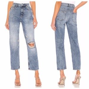 Free People Dakota Straight Leg Distressed Jeans
